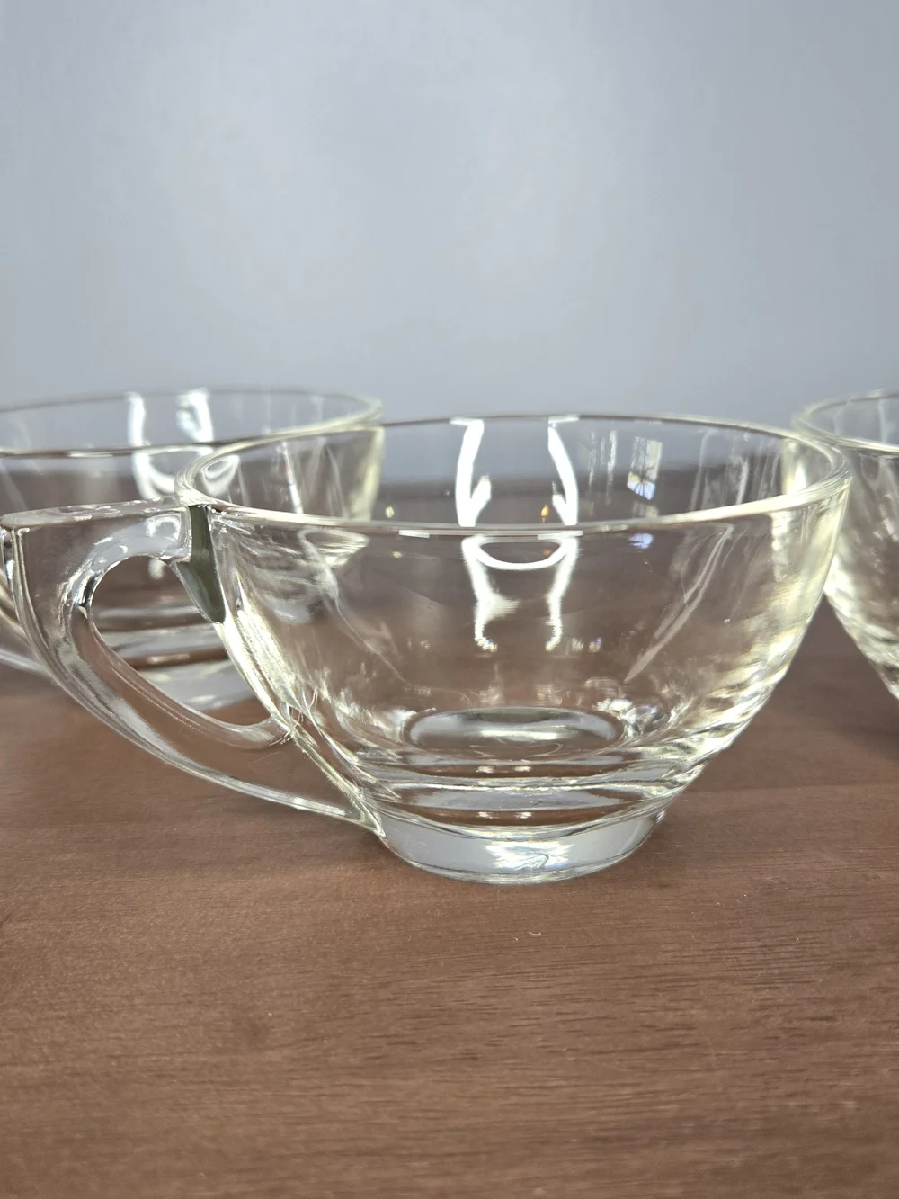 Set Of FOUR 6oz Clear Glass Cups With Handles For Punch, Coffee, Dessert, Bar